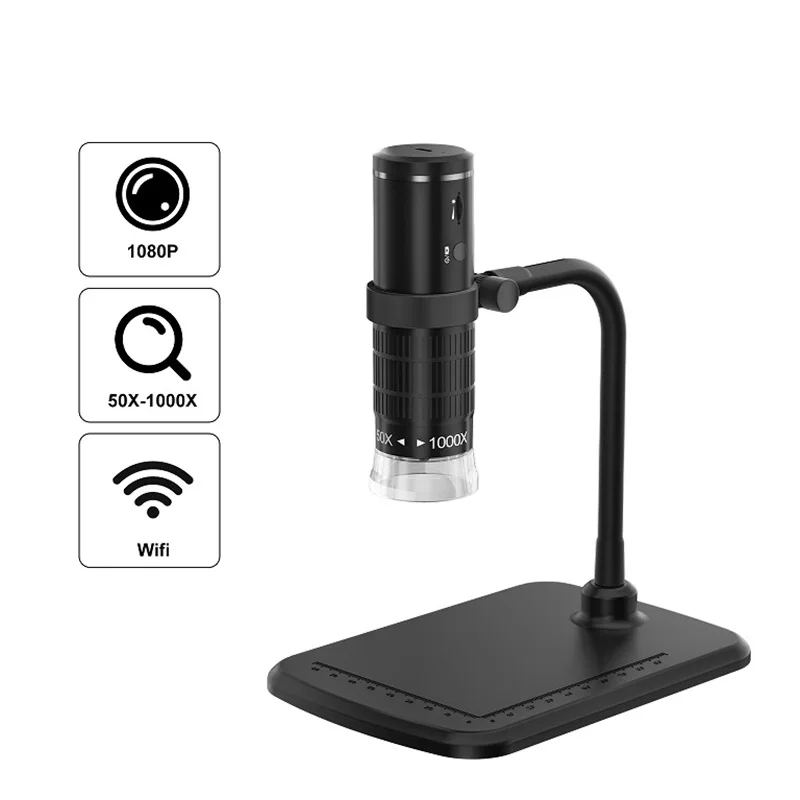 WIFI-Mikroskop Digitales Videomikroskop mit Ständer 8 LEDs 50-1000X Vergrößerung Elektronische Lupe für Handys und PCs