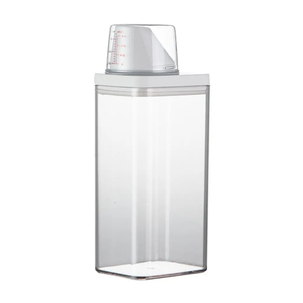 Transparent Laundry Detergent Dispenser Bottle Sealed 700/1100/1500/1900ml Detergent Powder Tank with Measuring Cup Multipurpose