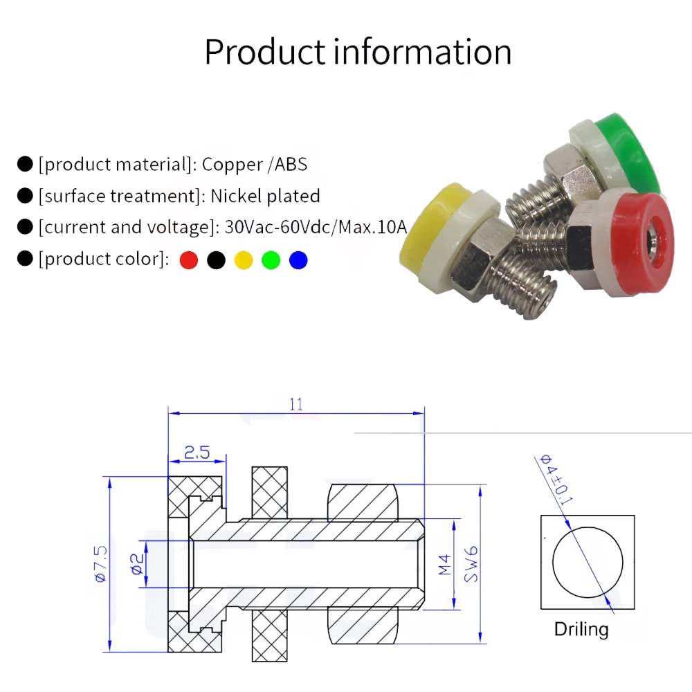【10-5PCS】2MM Banana Socket Binding Post Nut Banana Plug Jack Electrical Connector Terminal Test Hole