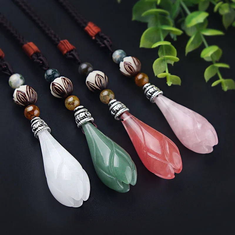 

Аксессуары для рукоделия в этническом стиле: длинная цепочка для свитера с цветком магнолии из нефрита Дунлин, ожерелье из нефрита Бодхи, женский ретро-кулон, простой дизайн.