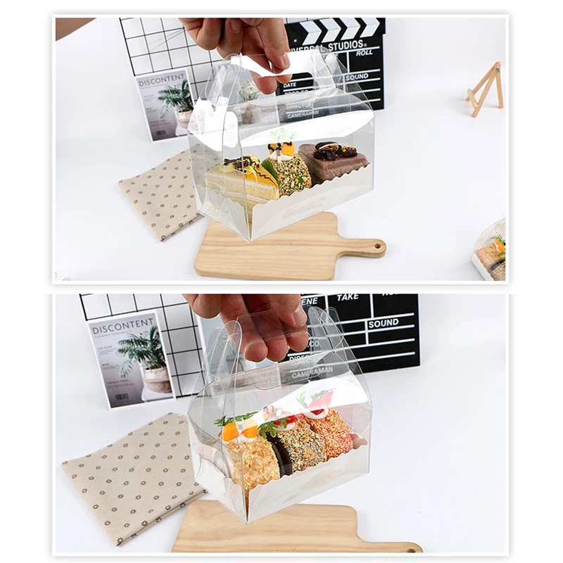 10Pcs PET Clear Cake Box Transparent Packaging Gift Box Cake Baking Clear Plastic Cupcake Box for Weddding Party