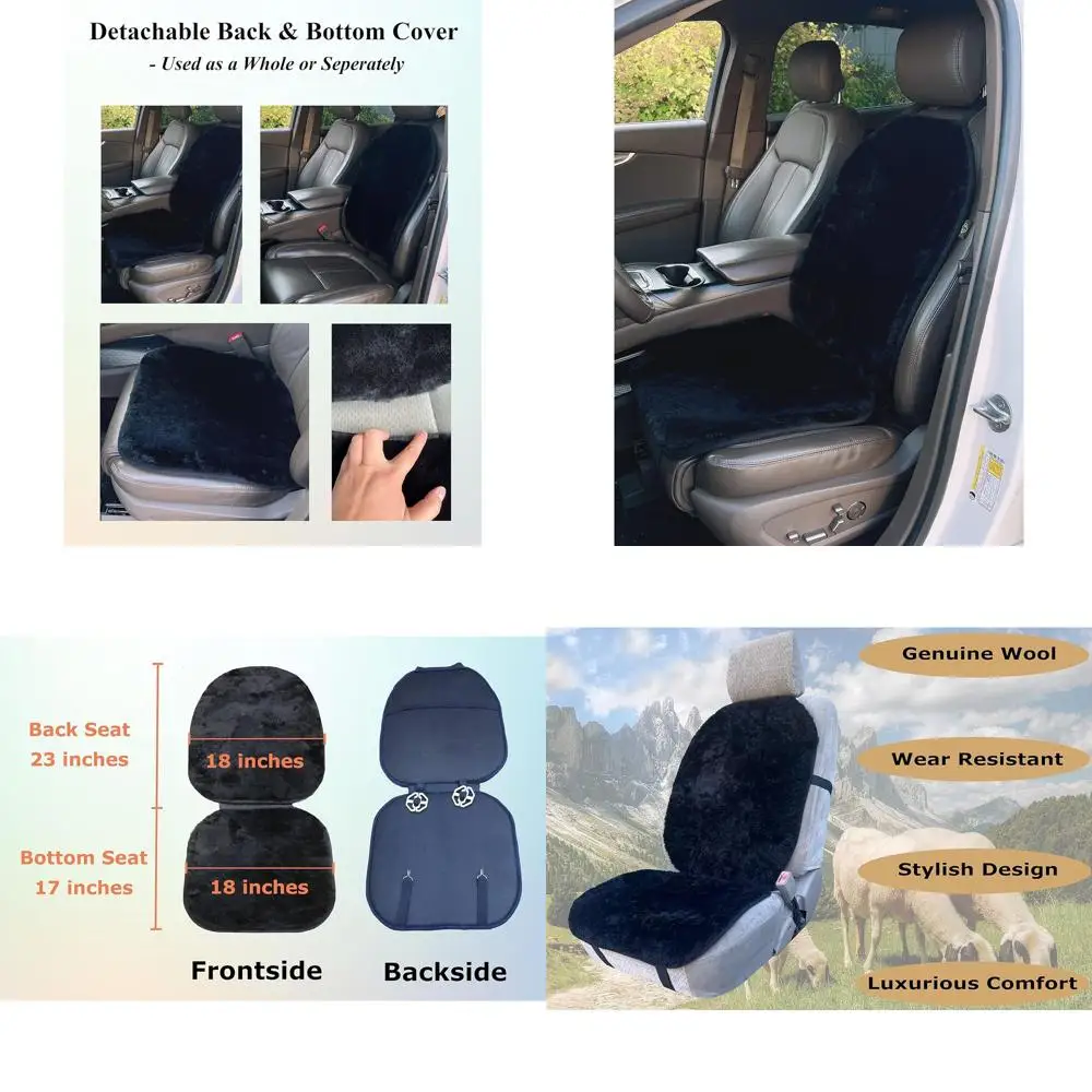 

Роскошные чехлы на автомобильные сиденья из овчины — съемные чехлы на сиденья из шерсти премиум-класса (черные)