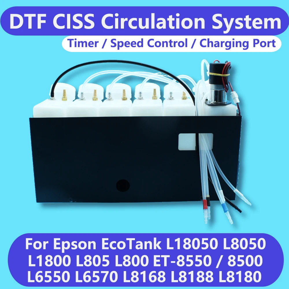 ET-8550 18100 DTF Modified White Ink Tank Shake Circulate System CISS For Epson L1800 L800 L18050 L8050 XP600 Circulation Kit