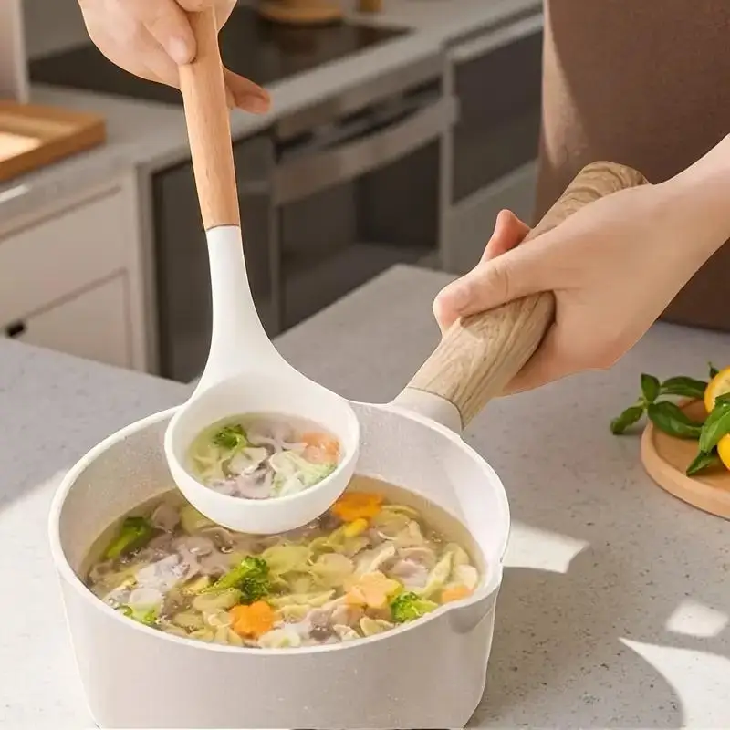 Wooden Handle Silicone Kitchen Utensils, Food-Grade High-Temperature Resistant Non-Stick Pan Spatula, Long-Handled Silicone Spatula for Stir-Frying and Frying Eggs, Household Kitchen Utensils - view 4