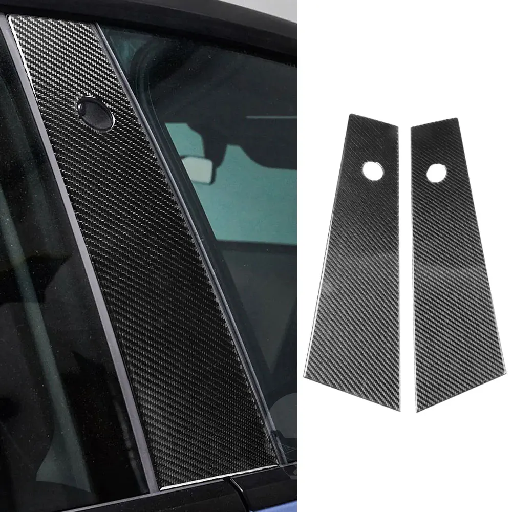 

2Pcs For Tesla Model Y 2020+ Car B Column Pillar Panel Trim Real Carbon Fiber Sticker Exterior Protective Decoration Accessory