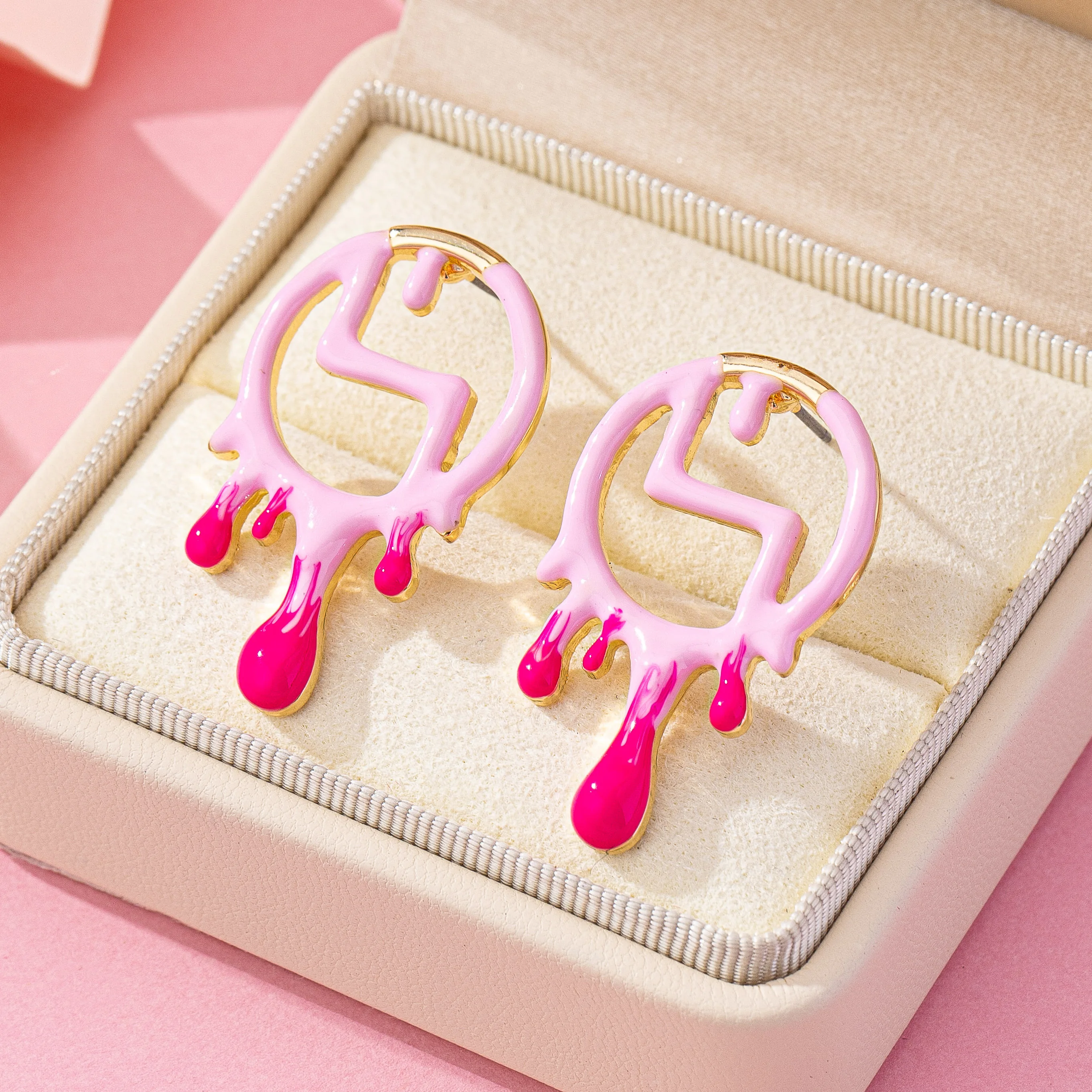 

Simple and fashionable design style enamel glaze round water droplet shape earrings, wedding holiday dating party jewelry