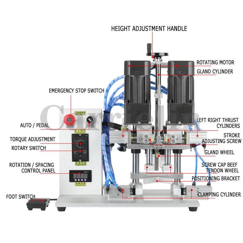 Automatic Rotary Bottle Cap Machine Pneumatic Glass Plastic Tin Head Bottle Capping Sealing Machine Bottle Screw Capper 90XG