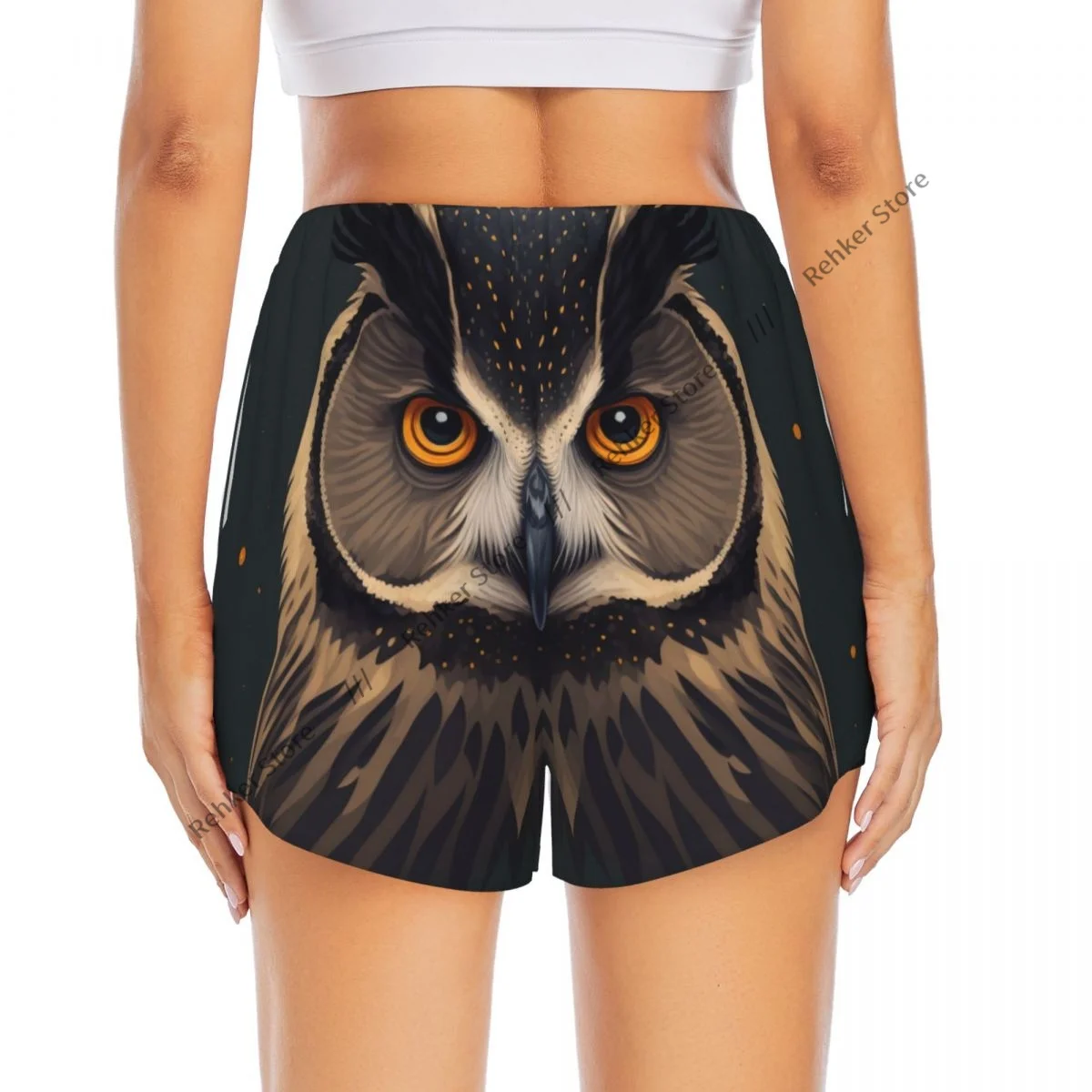 Short de sport pour femmes, Portrait de hibou, course à pied, Yoga, Fitness, entraînement de Badminton à séchage rapide avec poche