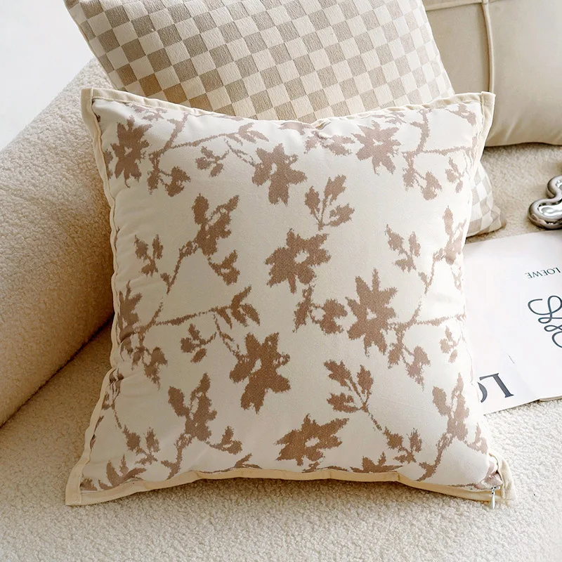 45x45CM Light Luxury Throw Pillow Cover Modern Simple Cream Stamping Waist Cushion Cover Decor Home Decorative Pillowcase
