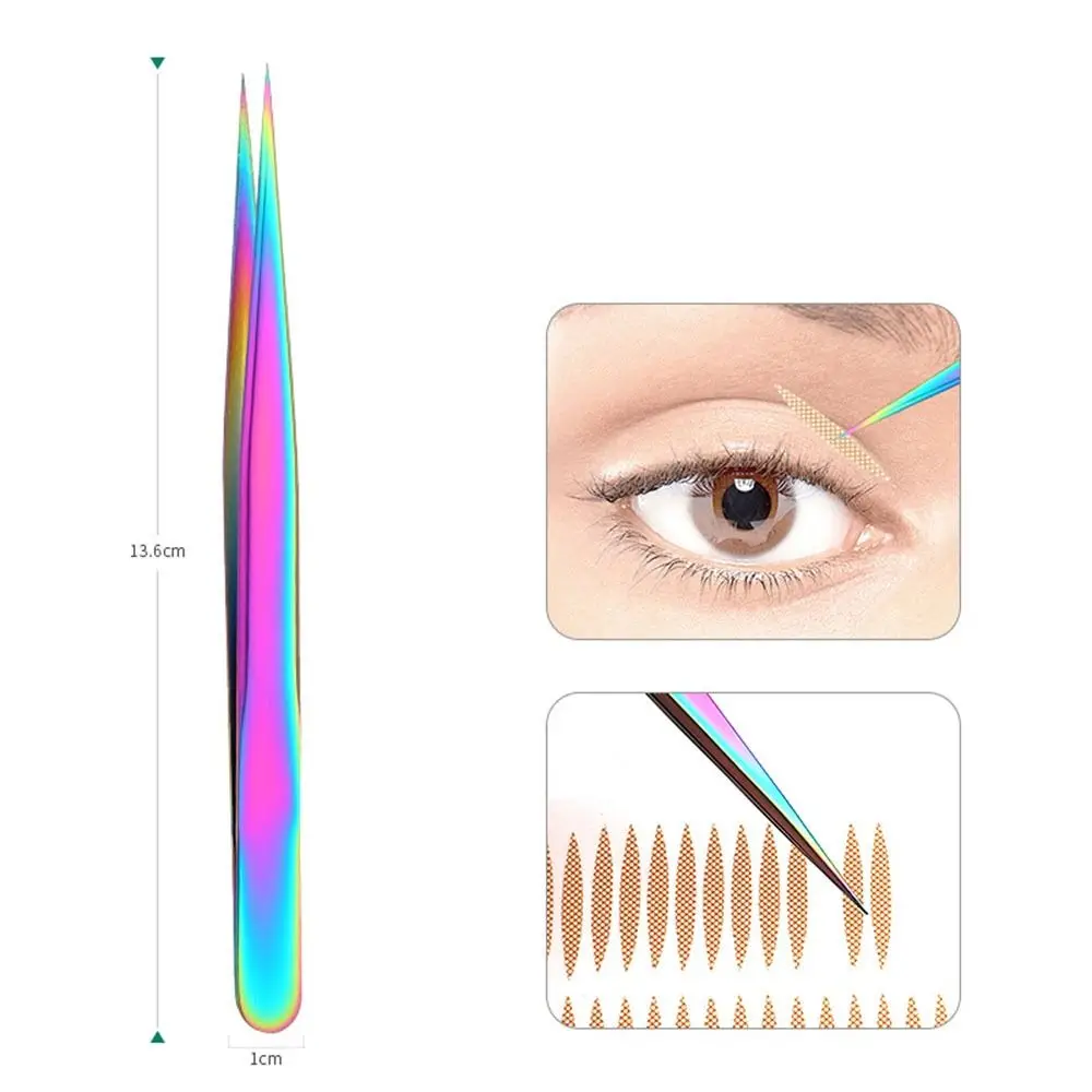 Stainless Steel Eyelash Tweezers Professional Anti-static Lash Tweezers Grafting Colorful Eyebrow Hair Clip