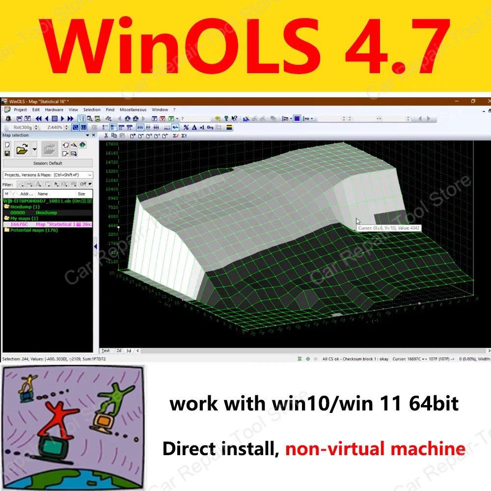 2024 Hot Sale Winols 4.7 Last Version Working on Windows10 win11 No Vmware Multi-language No checksum Freeshipping easy install