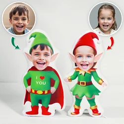 Girl face elf pillow, Custom face photo elf,  Personalised Christmas gift for kid,  Customised 3D face Pillow, New Year Gift