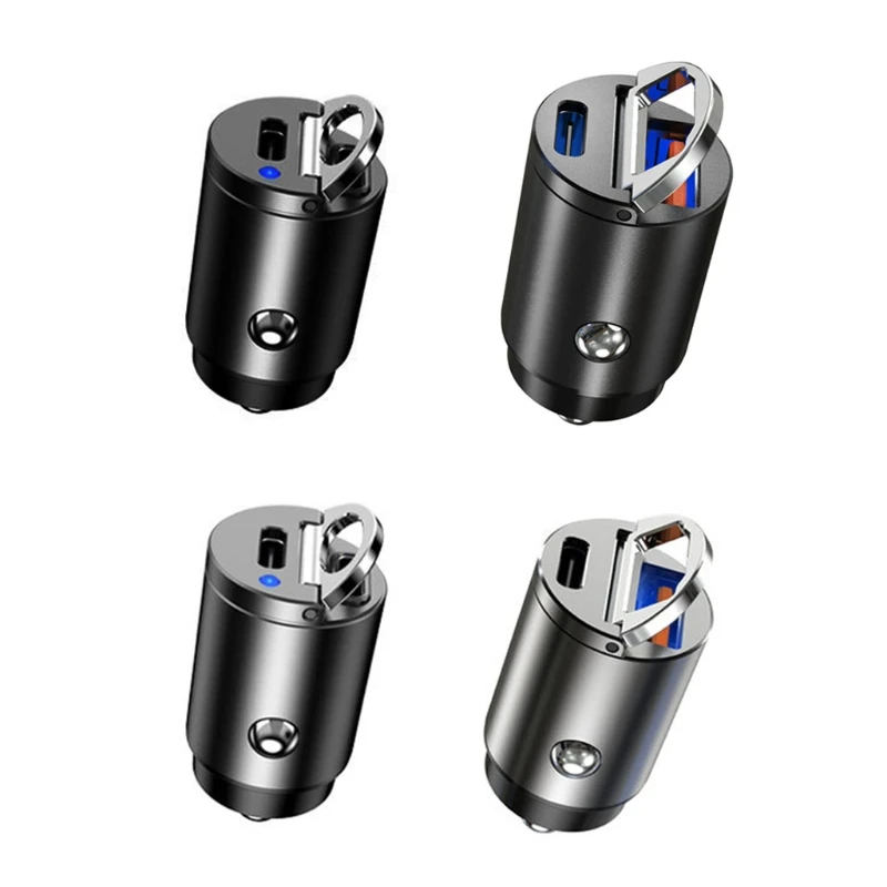 

Customized Pull Ring Dual USB Port Metal Mini Car Fast Charging