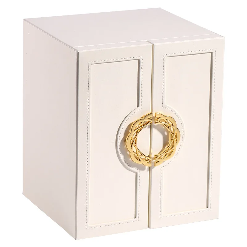 New Trend Multi-Layer Flat Open Jewelry Box Large Capacity Double Open Leather Earrings Earrings Necklace Jewelry Storage Box