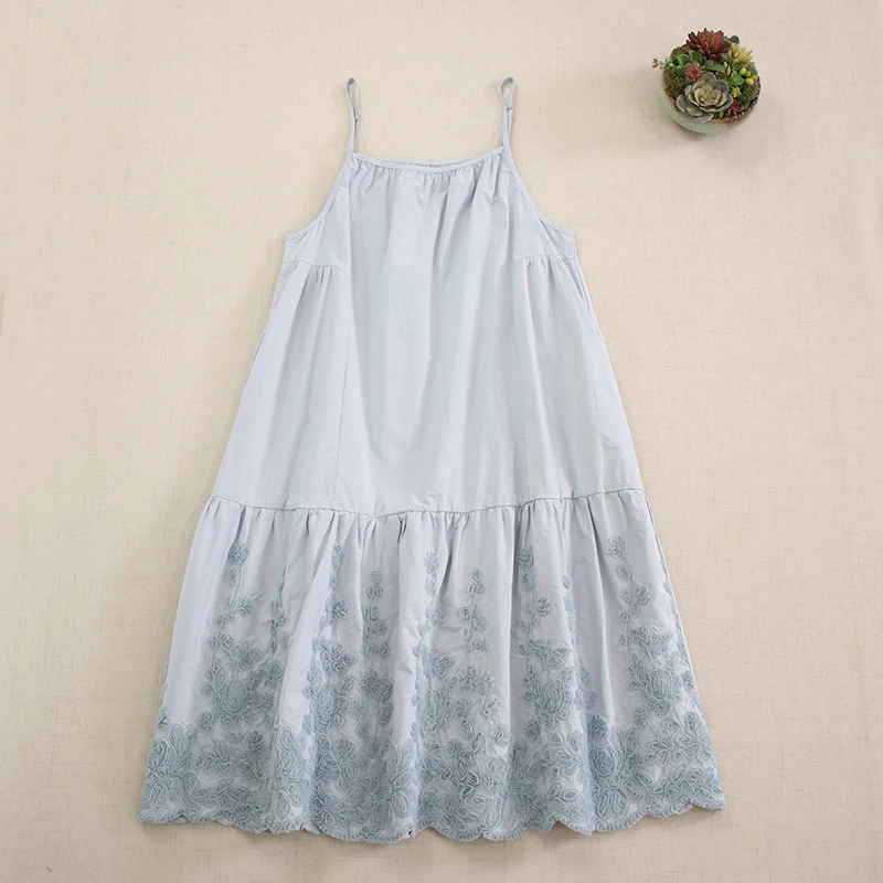 Japan Style Sweet Mori Girl 3D Flower Lace Slip Dress Women Summer Sleeveless Spaghetti Strap Casual Loose A-line Dresses