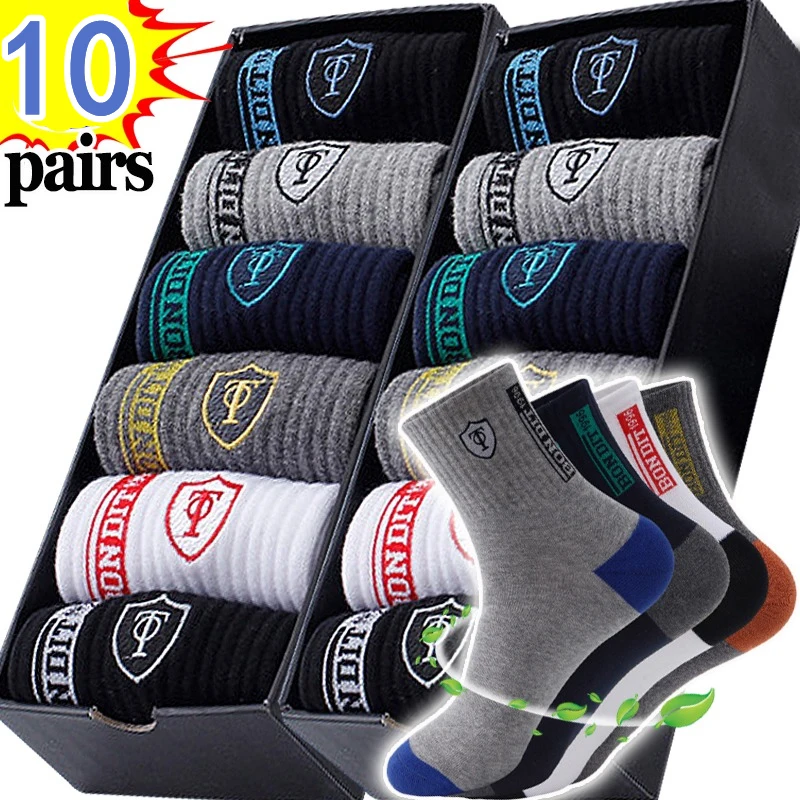 10 Pairs Breathable Cotton Sports Stockings Men Bamboo Fiber Autumn And Winter Men Socks Sweat