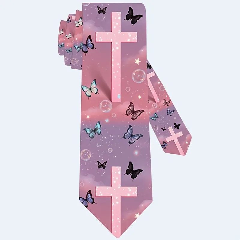 Christian-themed Pattern Printed Tie a Soft and Stylish Accessory for Weddings Dates Parties and Casual Wear