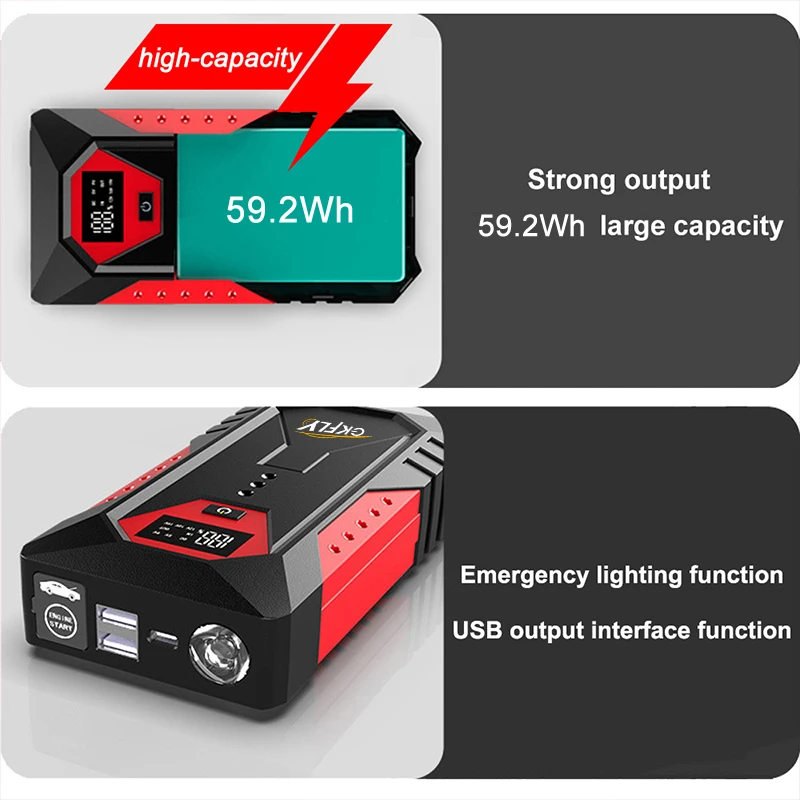 GKFLY 3000A Tragbare Auto Starthilfe Power Bank Auto Batterie Booster Ladegerät Start Gerät Auto Notfall Start-up Kabel – Detail 12