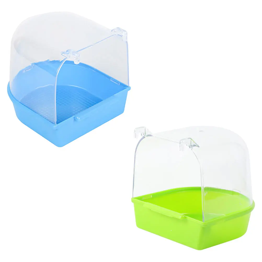 

2pcs Bird Baths PVC Curved Opening Hang Cages Bath Tub Parrot Bathtub Shower Basin Pet Bathing Tubs Water Bath Sand