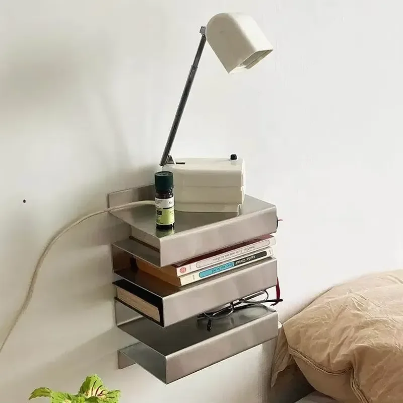 Wall Mounted Stainless Steel Shelf Modern Multi-Tier Floating Rack for Books Decor or Coffee Shop Display