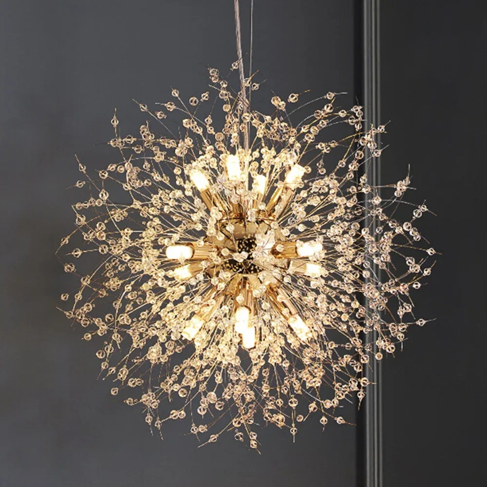 

Dandelion Crystal Chandelier Modern Minimalist Dining Living Room Pendant Light Bedroom Bar Designer Homestay G9 Hanging Lamp