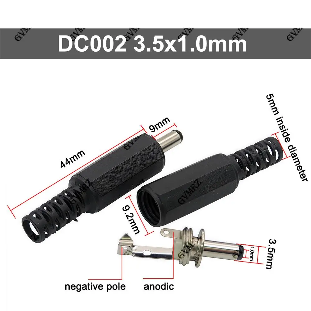 10PCS/lot 5.5*2.1mm 5.5* 2.5mm DC Power Plug Adapter Connector Plug 2.5X0.7MM 3.5*1.35mm 6.3*3.0mm