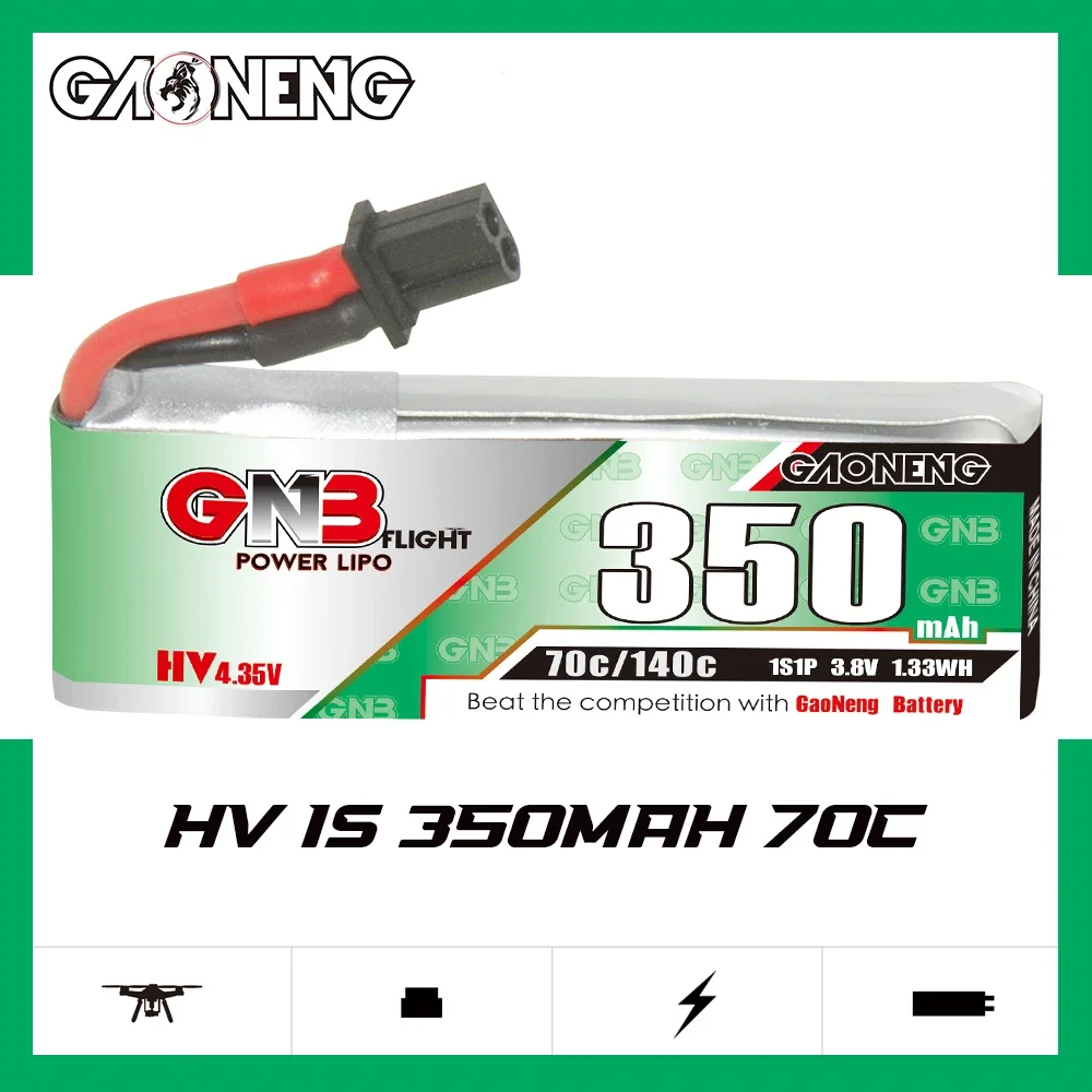 

GAONENG GNB 350mAh HV 1S 70C 140C 3,8 V Cabled A30 LiPo батарея 75mm FPV Дрон Emax Tinyhawk S NanoHawk EZ Pilot Pro