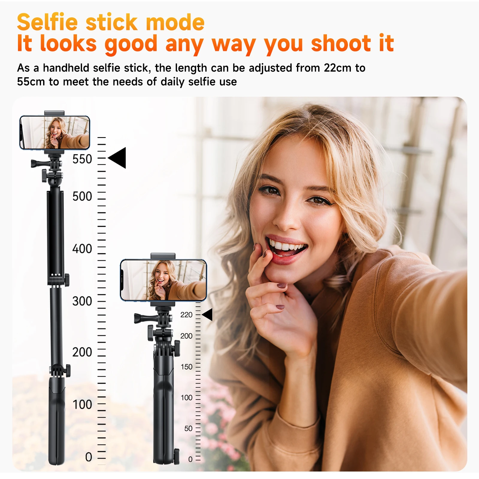 TELESIN 3 ways Selfie Stick with Tripod Hand Grip Pole for GoPro Hero Insta360 DJI Action Smart Phone Action Camera Accessories