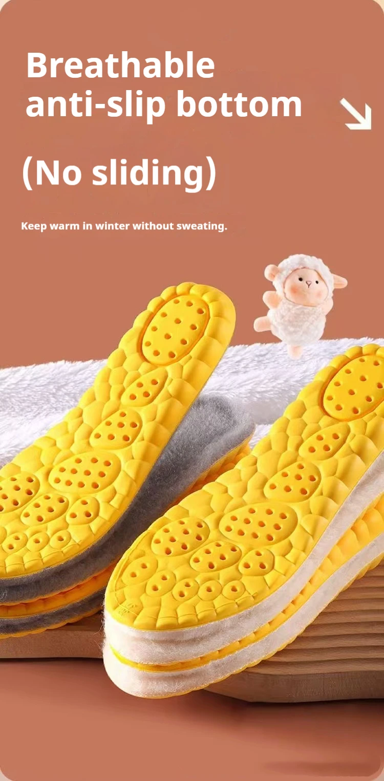 1 Paar Winter-Plüsch-Einlegesohle, Baumwollschuhe, verdickte warme Einlegesohle, stoßdämpfende Sohle, bequeme, rutschfeste Schuhpolster – Detail 9