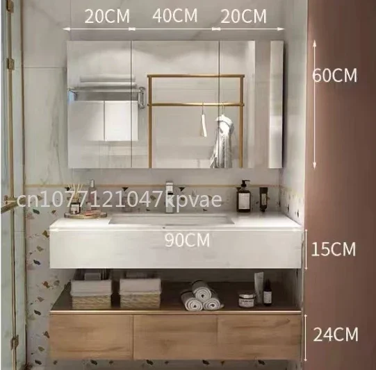 Combination Rock Plate Modern Simple Bathroom Wash Sink Light Luxury Marble Bathroom Cabinet