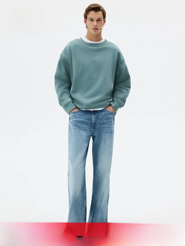 

Loose Fit Men's Hoodie Long Sleeve Overhead Casual Style Inner Wear Base Layer H&M Cotton Polyester Blend Unisex Color