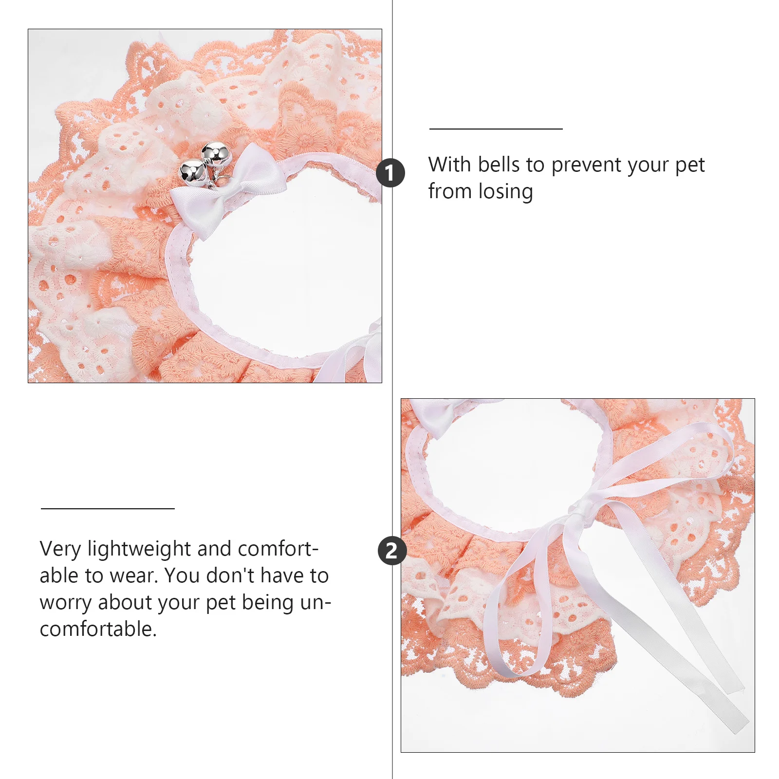 وشاح دانتيل على شكل قطة للحيوانات الأليفة مع أجراس، ملابس برقبة أنيقة لعيد الميلاد وحفلات الزفاف وعيد الميلاد وخفيفة الوزن ومريحة وجميلة
