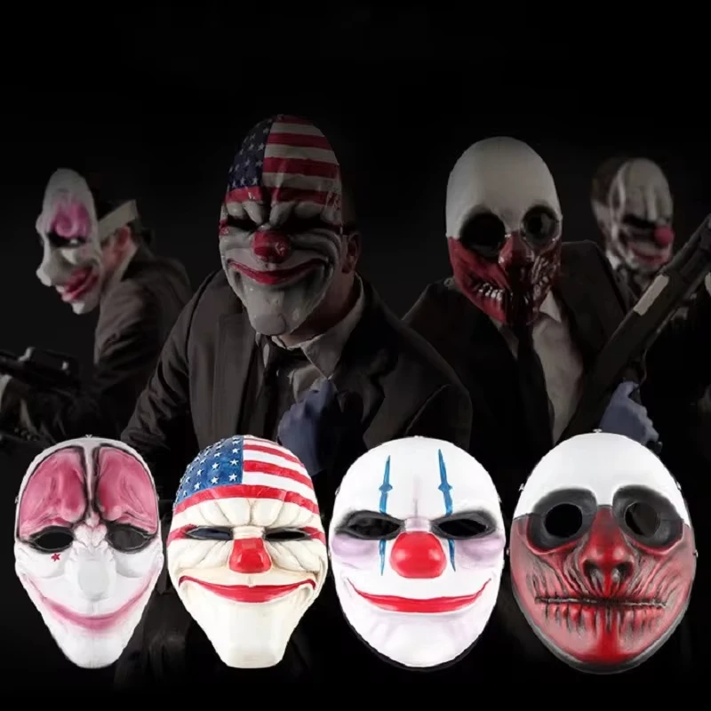 

4pcs Wholesale PVC Halloween Mask Scary Clown Party Mask Payday 2 for Masquerade Cosplay Halloween Horrible Masks