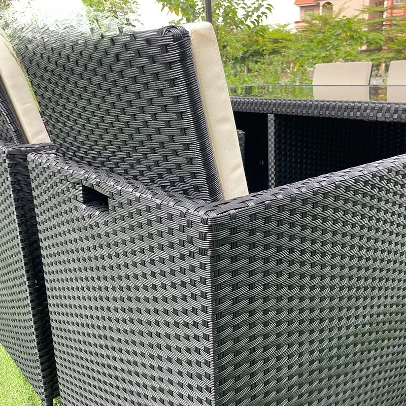 Outdoor rattan sofa combination furniture courtyard homestay rattan chair can be stored dining table dining table and pedal