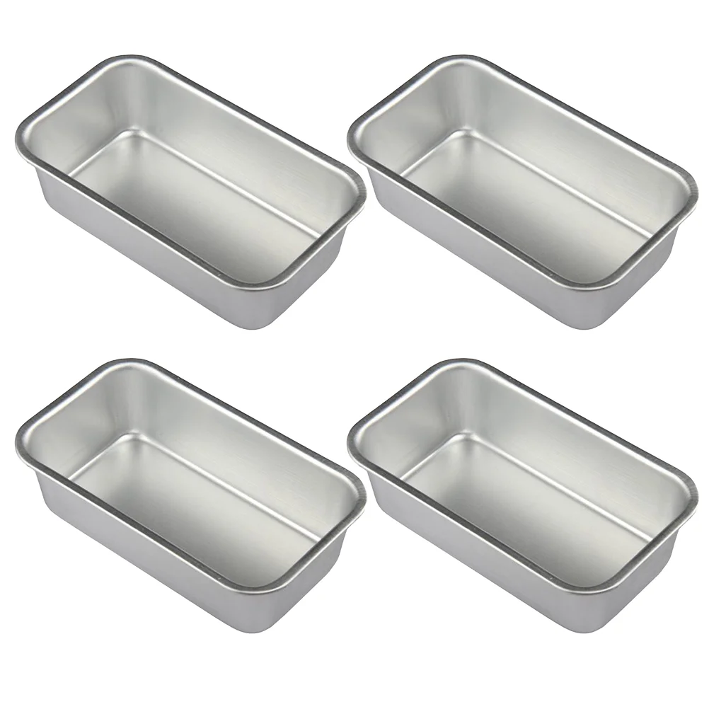 

4pcs Nonstick Baking Tray Cake Mould Bread Toast Plate Carbon Steel High Temp Resistance Home Kitchen Silver