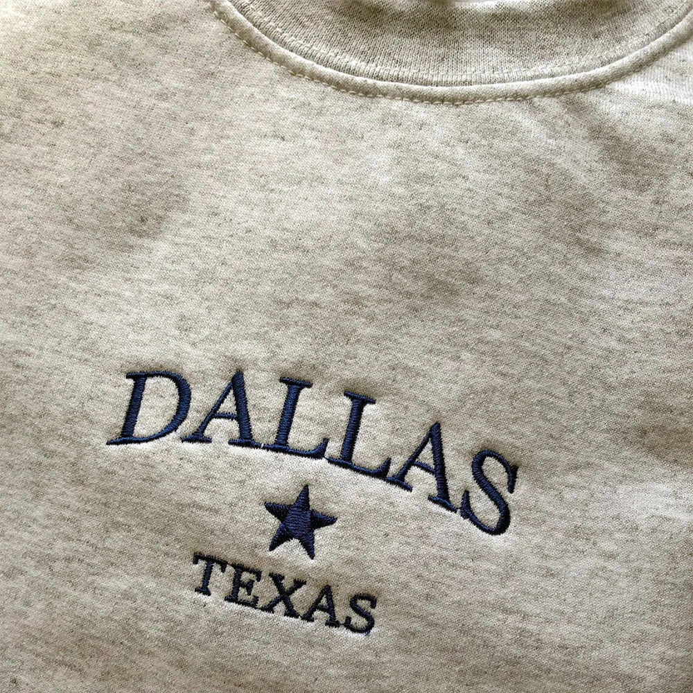 Dallas Texas Letters Embroidered Western Sweatshirts Autumn Loose Cotton Autumn Thick Fleece Warm Pullover Women Retro Jumper