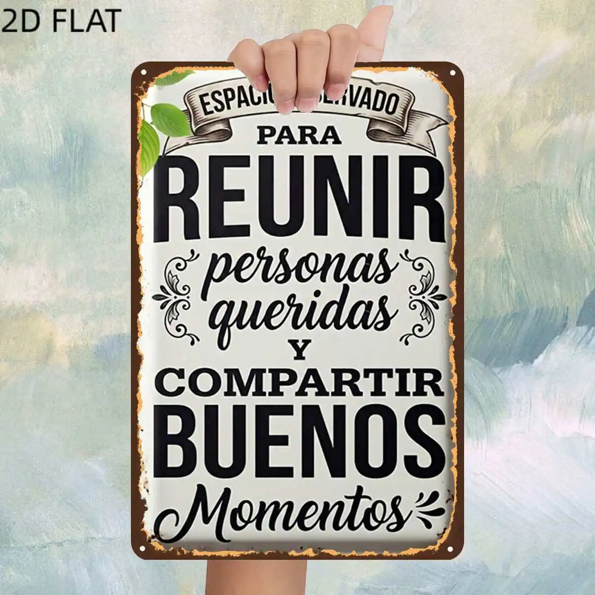 2D Flat, 1pc, Vintage Reserved Space to Gather Loved Ones And Share Good Moments Metal Iron Sign, Pre-Drilled Holes, Kitchen