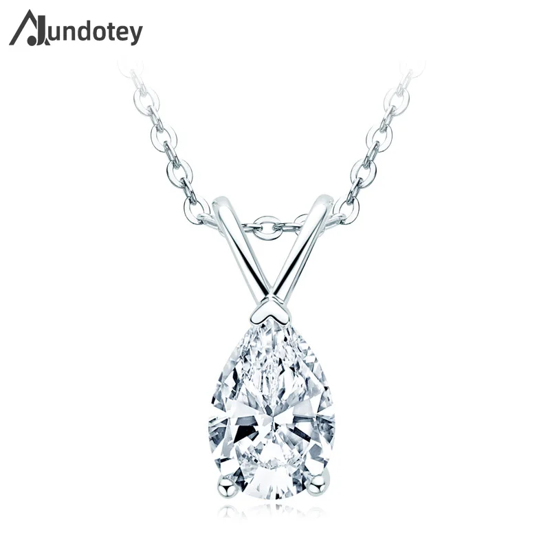 

Pear Cut Real Moissanite Pendant Necklace for Women With Certificate Waterdrop Shape Diamond Neck Chain 925 Silver 1.5ct D Color