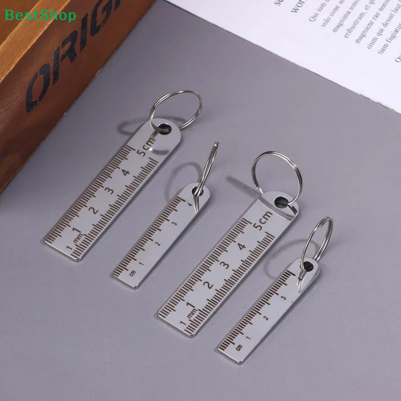 〔R〕Mini Stainless Steel Ruler Keychain | 1-5cm Portable Measuring Tool Key Rings (Anti-loss Measuring Ruler)