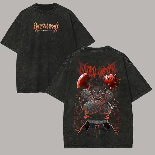 Camiseta gráfica Himejima Gyomei Demon Slayer, camiseta Y2k de gran tamaño lavada de Anime, ropa para hombres y mujeres, camisetas de manga corta suaves de algodón