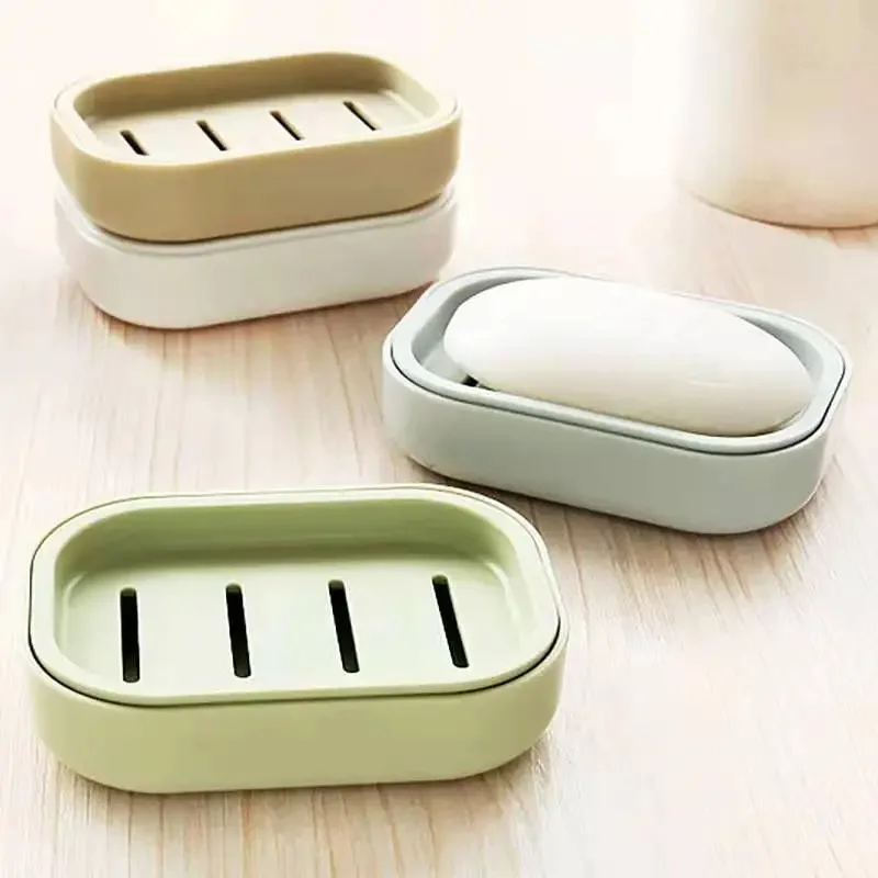 3pcs Layer Soap Box with Lid,Drainable Soap Holder,Portable Travel Soap Tray,Bathroom Shower Non-slip Soap Storage Container