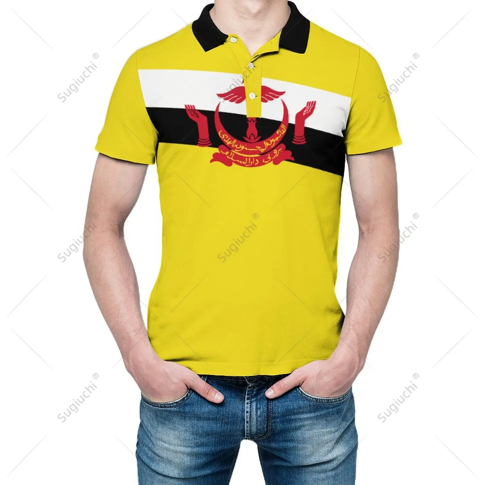 Unisex Polo Shirt Brunei Flag 3D Print Man Polo Fashion Clothing Tracksuits Short Sleeves