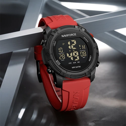 Imagen 2 del producto Naviforce 7104 hombres moda reloj al aire libre electrónico LCD Digital Casual fecha semana alarma relojes de pulsera reloj electrónico de silicona