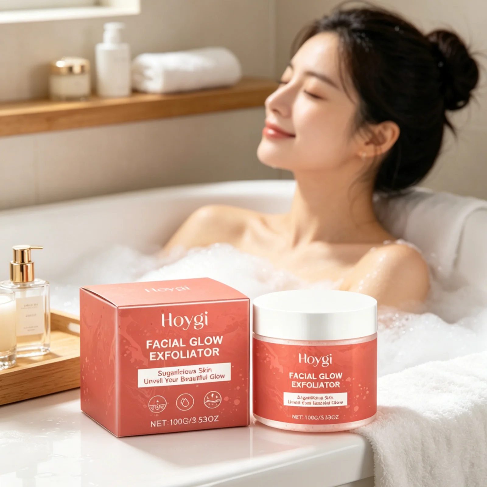 Hoygi Face Exfoliating Scrub Deep Cleansing Remove Dead Skin Cells Delicate Skin Smooth Long Lasting Moisturizing Facial Scrub