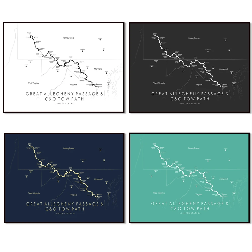 Great Allegheny Passage (GAP) and Chesapeake and Ohio (C&O) Canal Towpath Poster | Biking Wall Art | Relive your Adventures