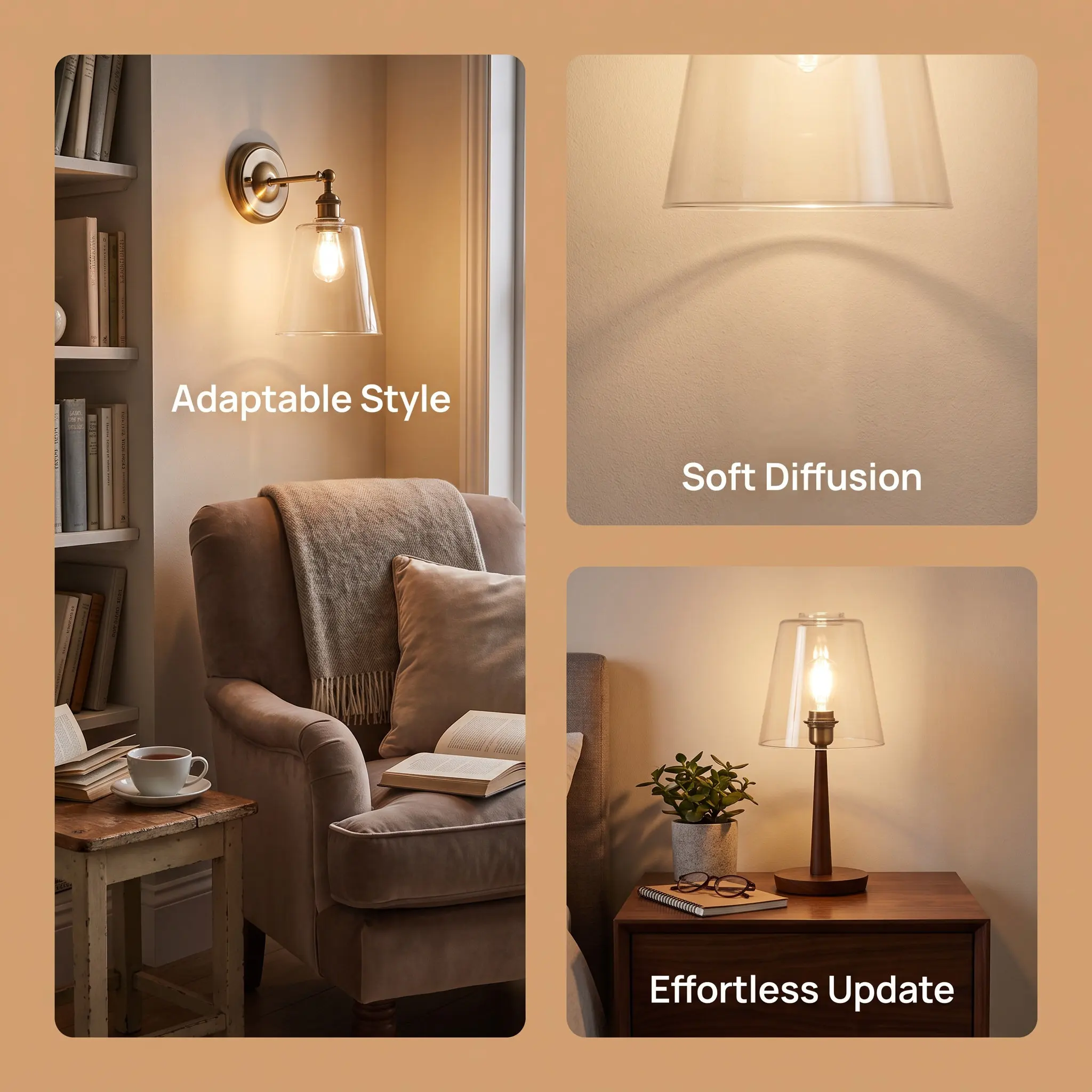 Glass Lamp Shade E27 Replacement Light Fixture 1.65 Hole Diameter High Temperature Resistant for Wall Pendant Table Lamps