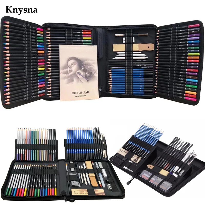 Ensemble de crayons à croquis et crayons à documents, trousse à outils d'art de dessin, crayon à l'huile métallique d'interconnexion, fournitures d'art d'artiste, 32 pièces, 40 pièces, 52 pièces, 144 pièces