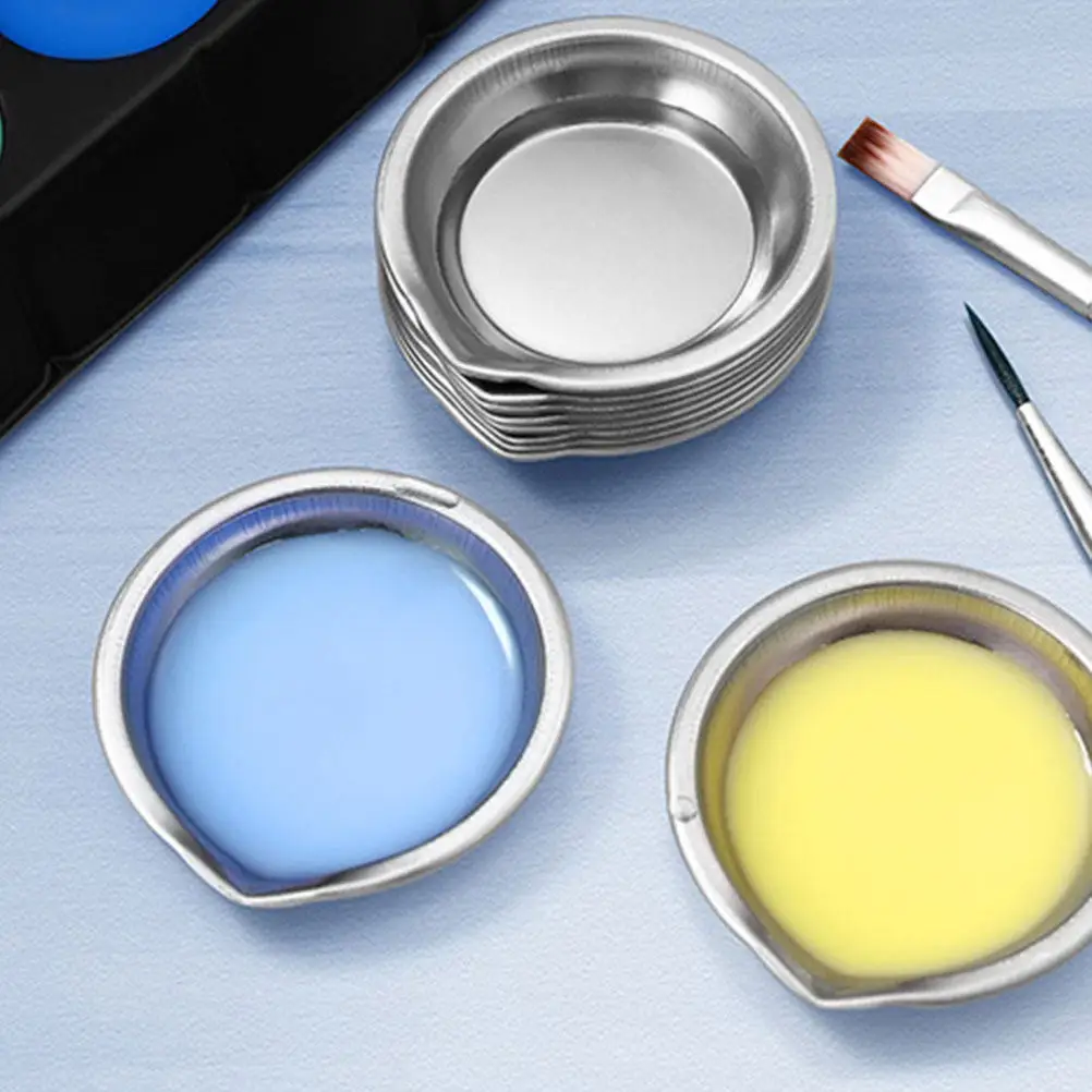 30Pcs Stainless Steel Art Painting Tray Color Mixer Plate Non Porous Smooth Surface for Watercolor Acrylic Tempera Artists