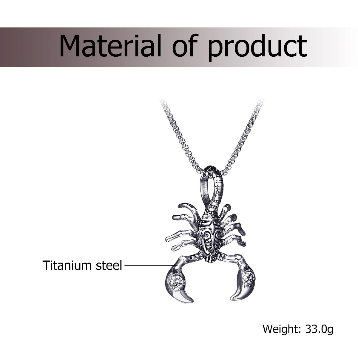 

Hip Hop Retro Necklace Fashion Male Necklace Scorpion Pendant Titanium Steel Necklace Chain Jewelry for Men Women