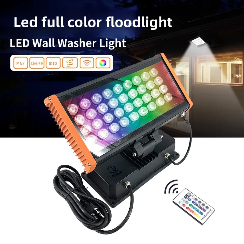 

Spotlight LED Full Color Color RGB72W Outdoor Waterproof Dimmable Outdoor Floodlight Spotlight